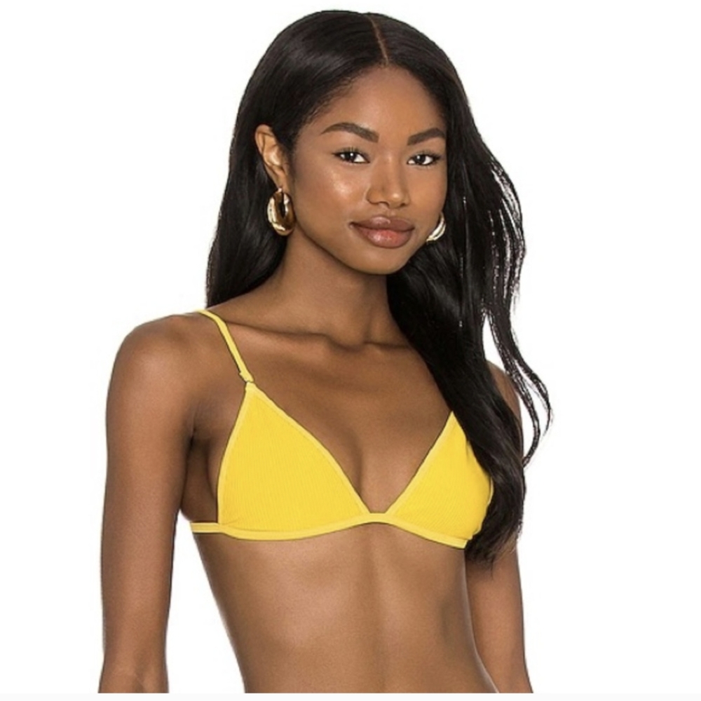 Revolve X Madelyn Cline Folly Bikini Top Sunny ARO Swim M NWT recycled nylon